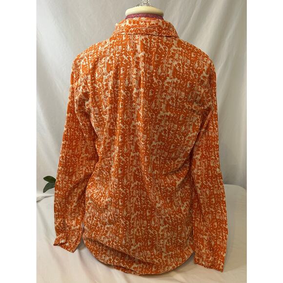 Orange Eddie Bauer Flowy Sheer Blouse XL - Picture 3 of 6